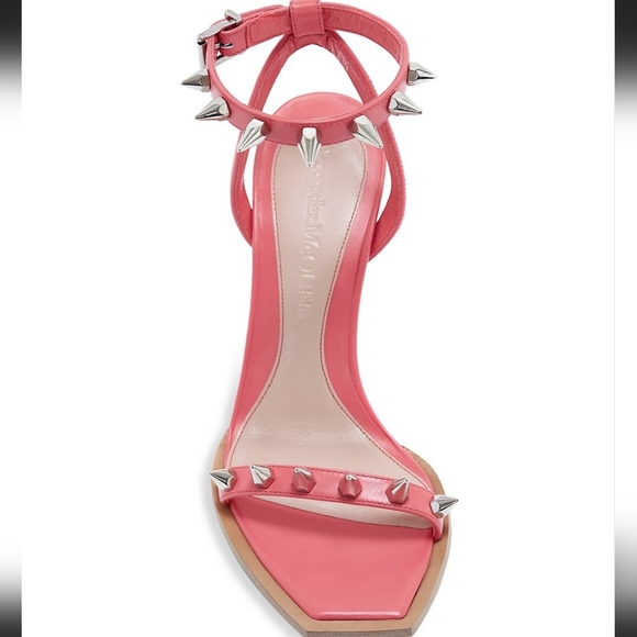 NWT$950 Alexander McQueen Coral Punk Stud Leather Ankle-Strap Sandals Heel Sz 9 - Picture 5 of 16